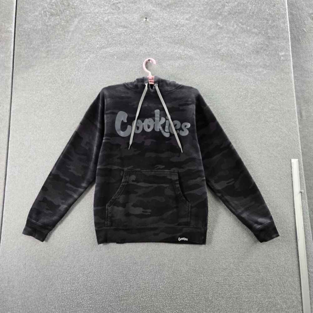 Cookies SF Men Hoodie S Black Camouflage Fleece Activewear Long Sleeve